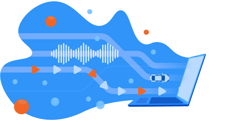 data flowing into a laptop