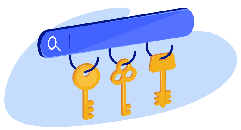 row of keys under search bar