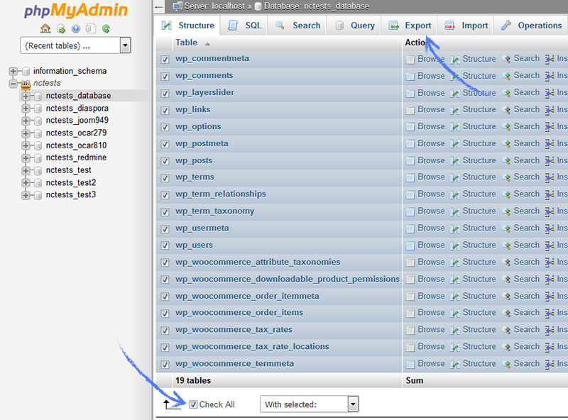 phpMyAdmin screenshot