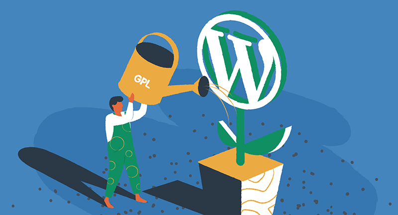 Person watering a WordPress flower