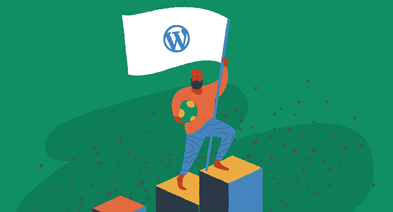 Man with a WordPress flag