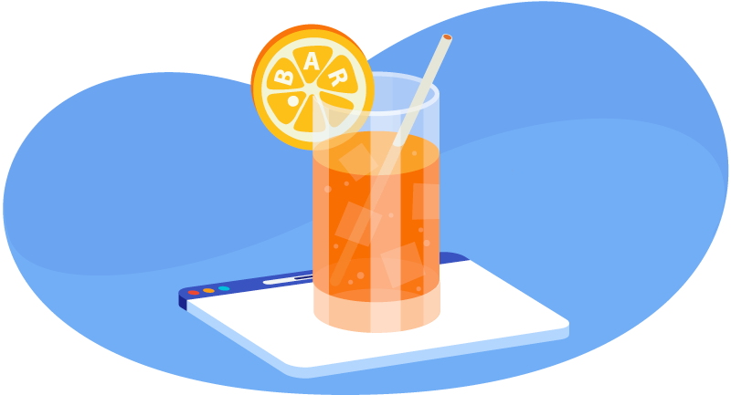 fresh drink with .bar on the orange slice