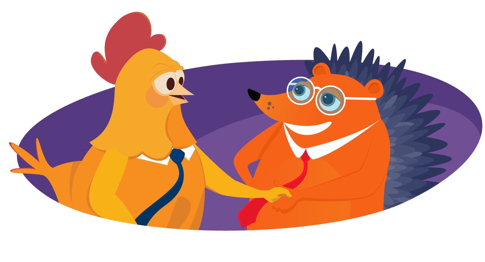Hedgehog chatting with chicken about SSL certificates