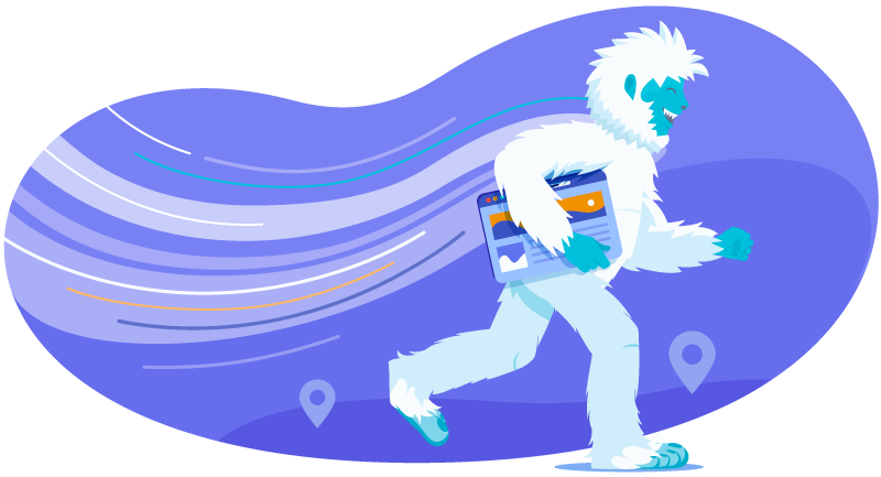 Yeti running with a laptop