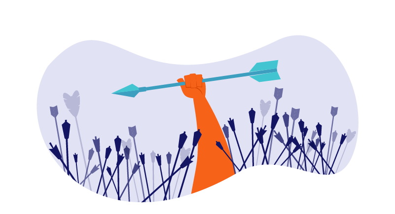 hedgehog raising an arrow overhead