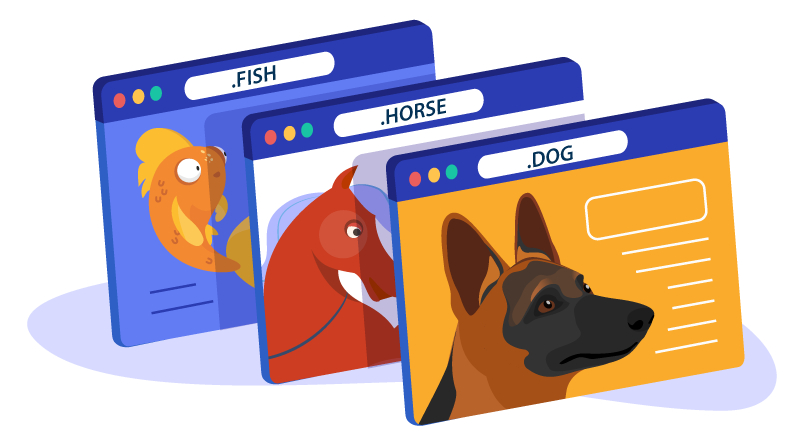 Image of different pet domains as websites