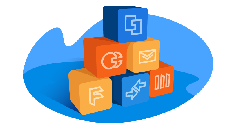 Blocks with business logos