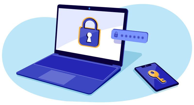 laptop with padlock illustrating two-factor authentication