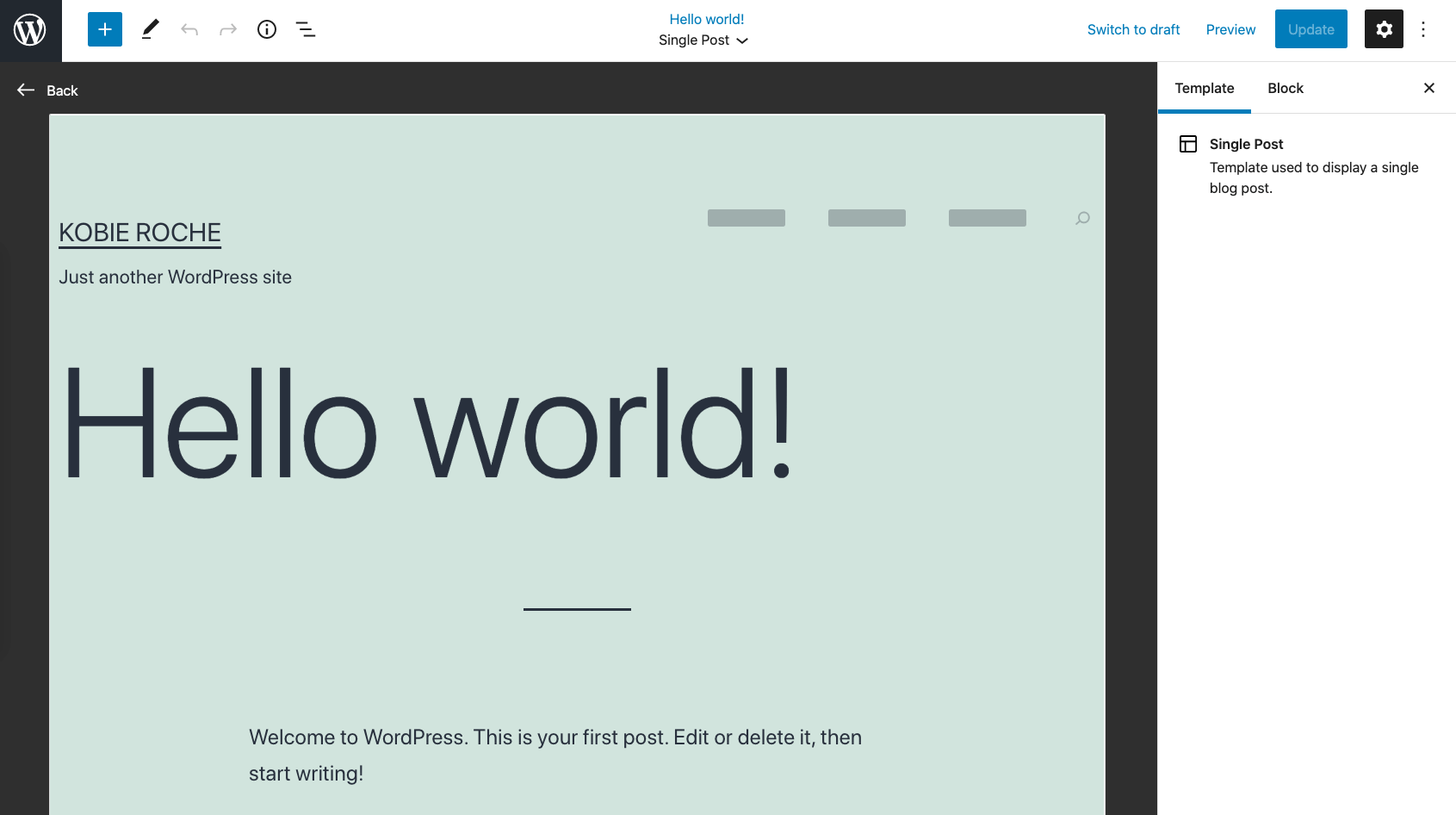 Full site editing launch page screenshot