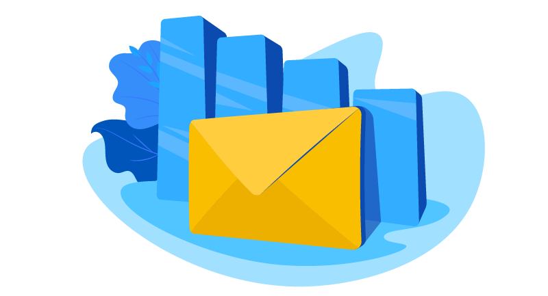 mail in front of growth chart