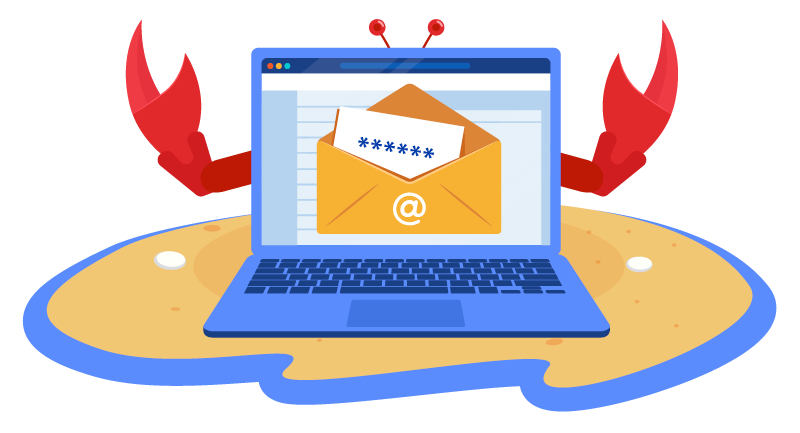 phishing email on laptop
