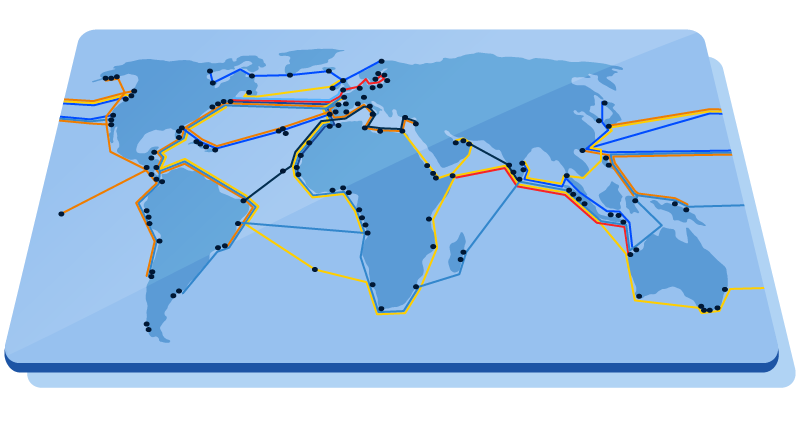 illustration of global underwater cables