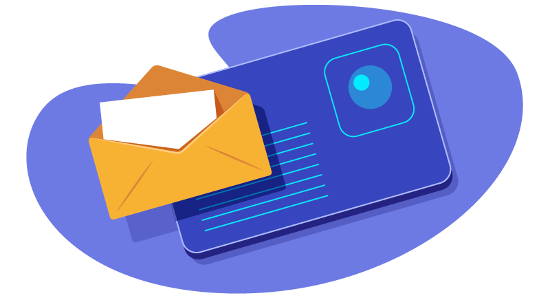 illustration of email with a letter in an envelope with a website