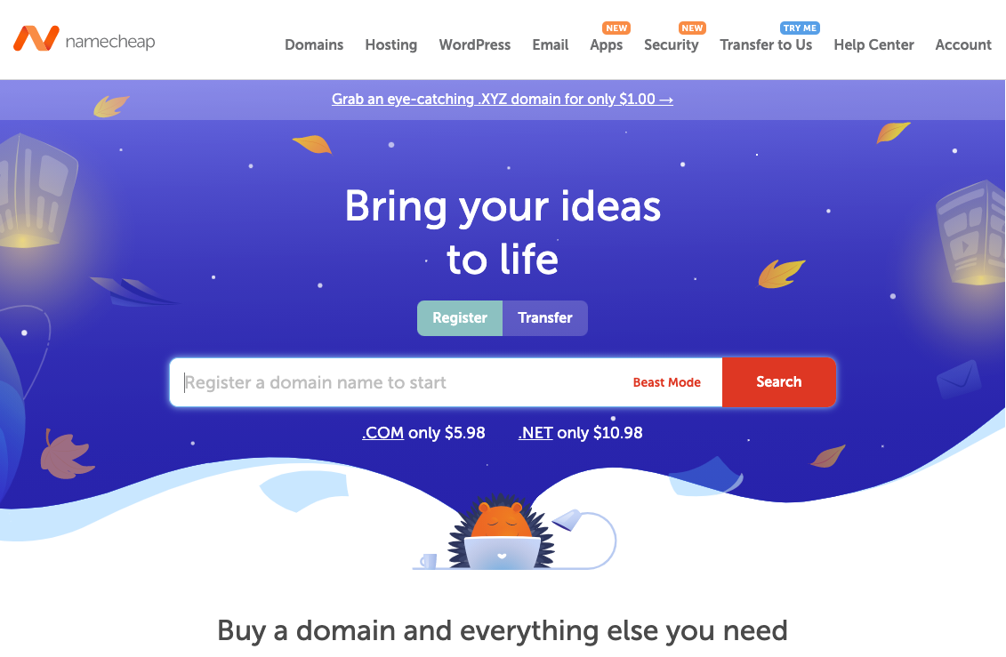 namecheap page