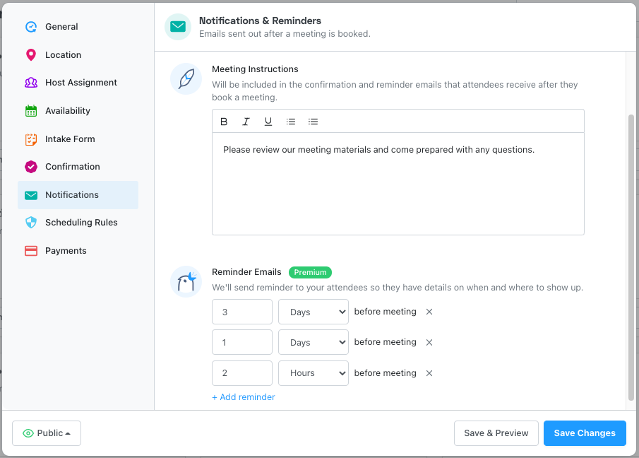 Example of appointlet tool dashboard
