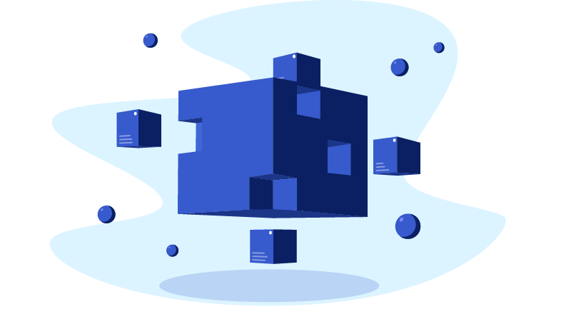 blocks from a larger block floating in space like puzzle pieces