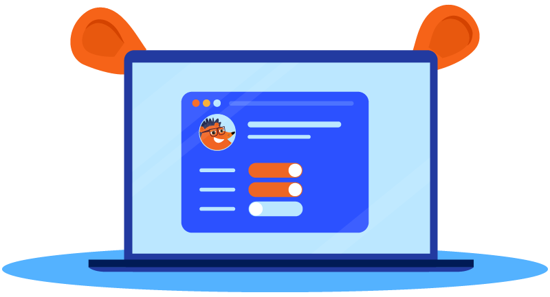 choosing options on a web account