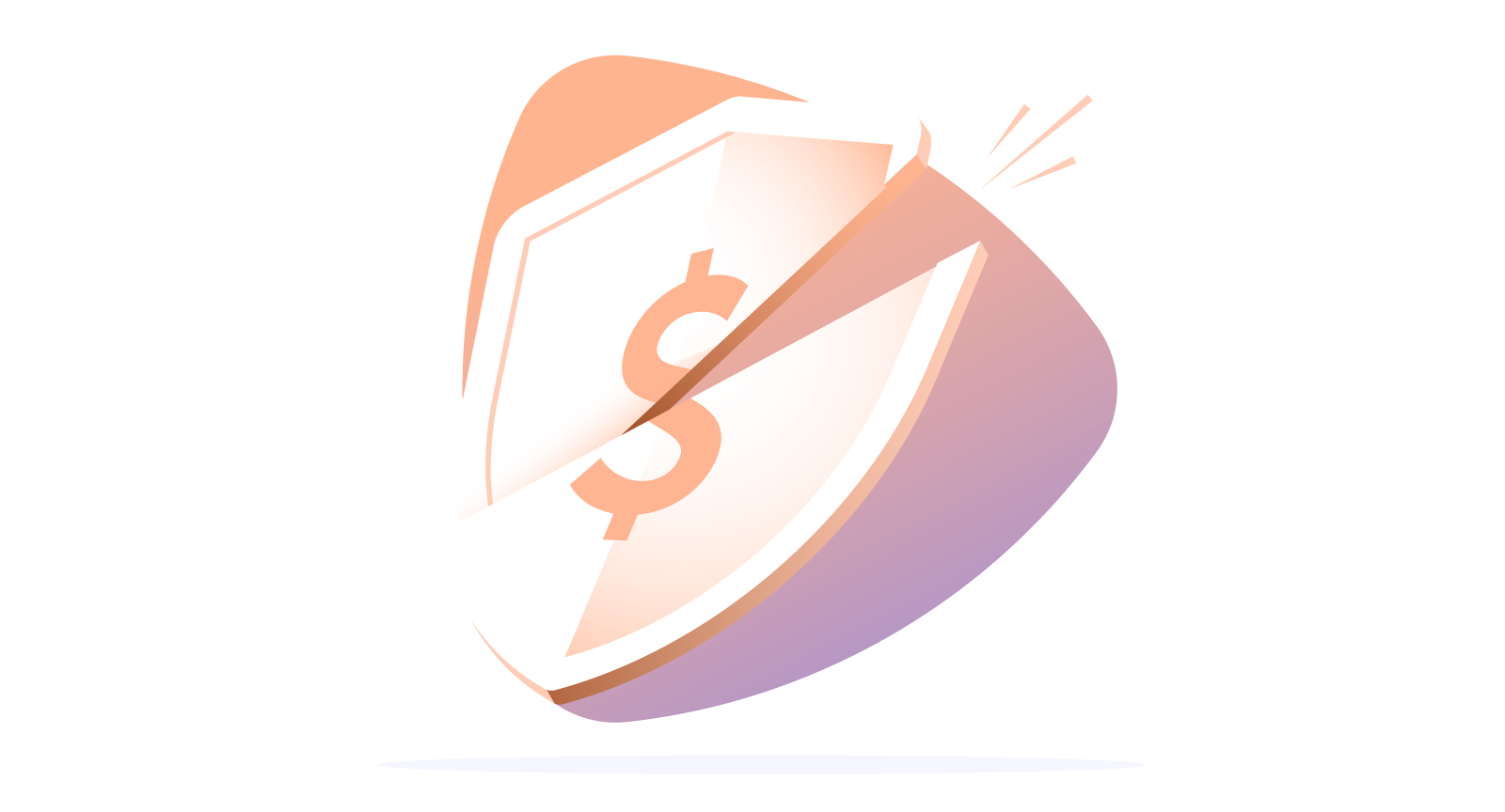 Broken shield with dollar sign