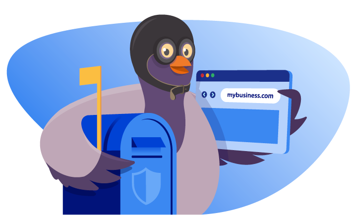 Solopreneur pigeon with email and website