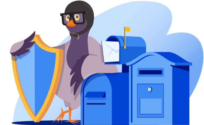Pigeon with email and shield