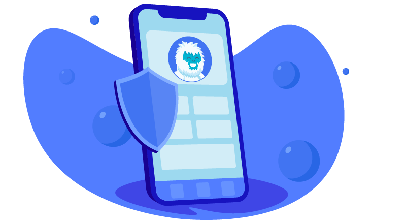 Yeti on mobile with shield