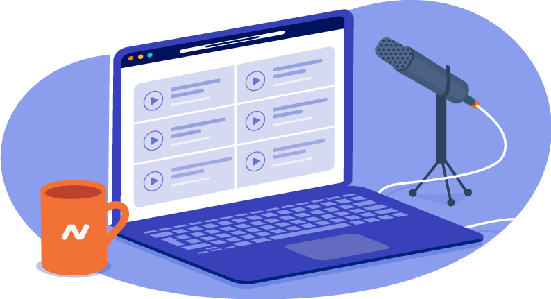 laptop with a podcast