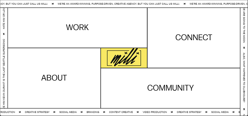 screenshot of milli design