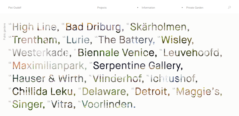 screenshot of oudolf typographic design