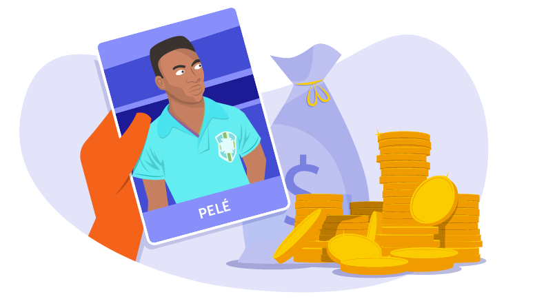 image of Pele beside pile of gold