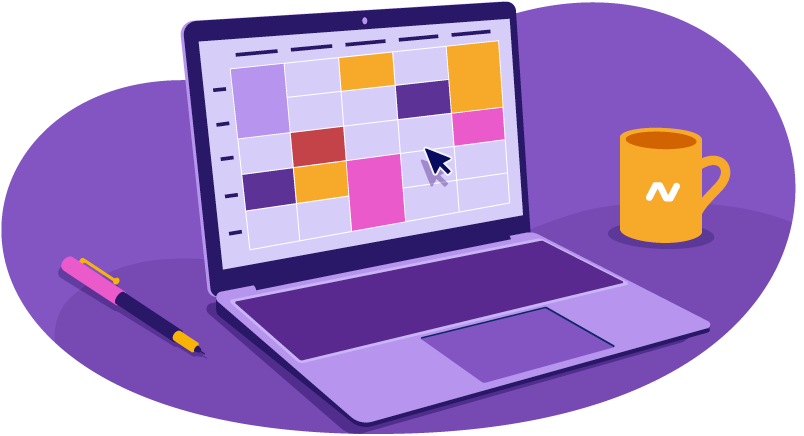 time blocked schedule on laptop