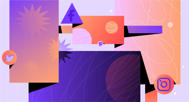 an abstract design with social media graphics