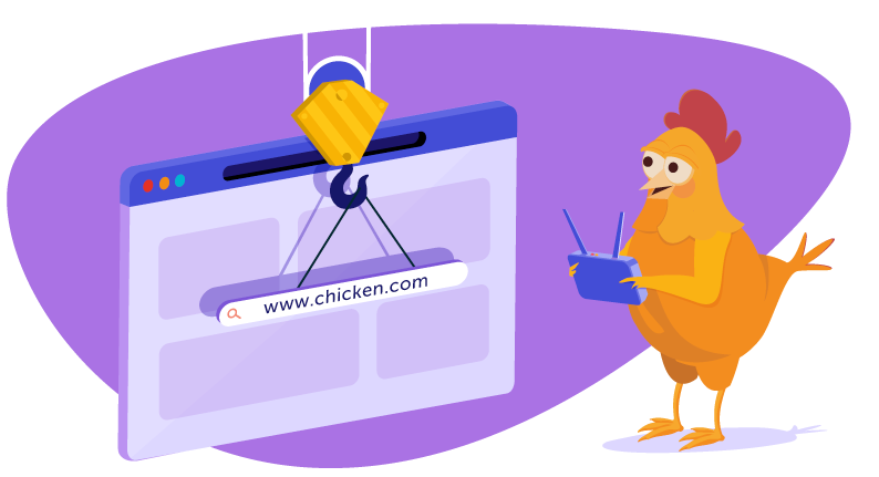 Chicken lowering new website with crane