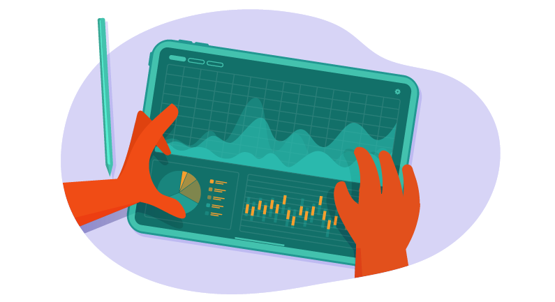 Hedgehog reviewing graphs