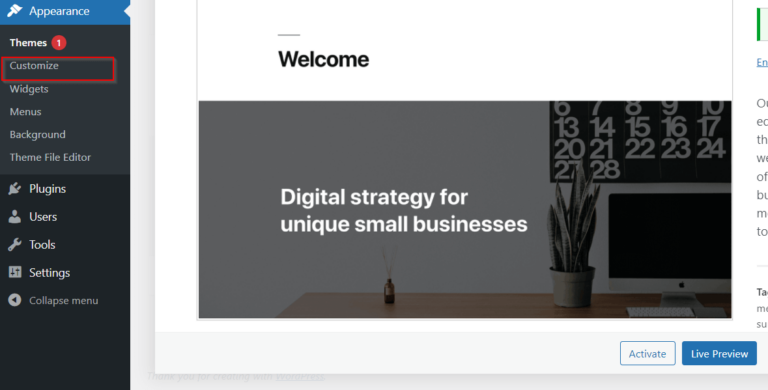 Customize WordPress
