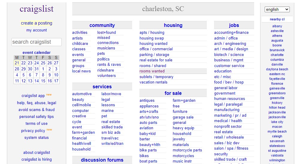 Craigslist screenshot