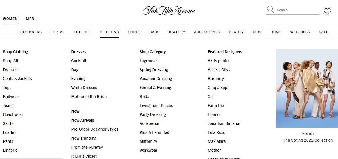 Saks Fifth Avenue screenshot