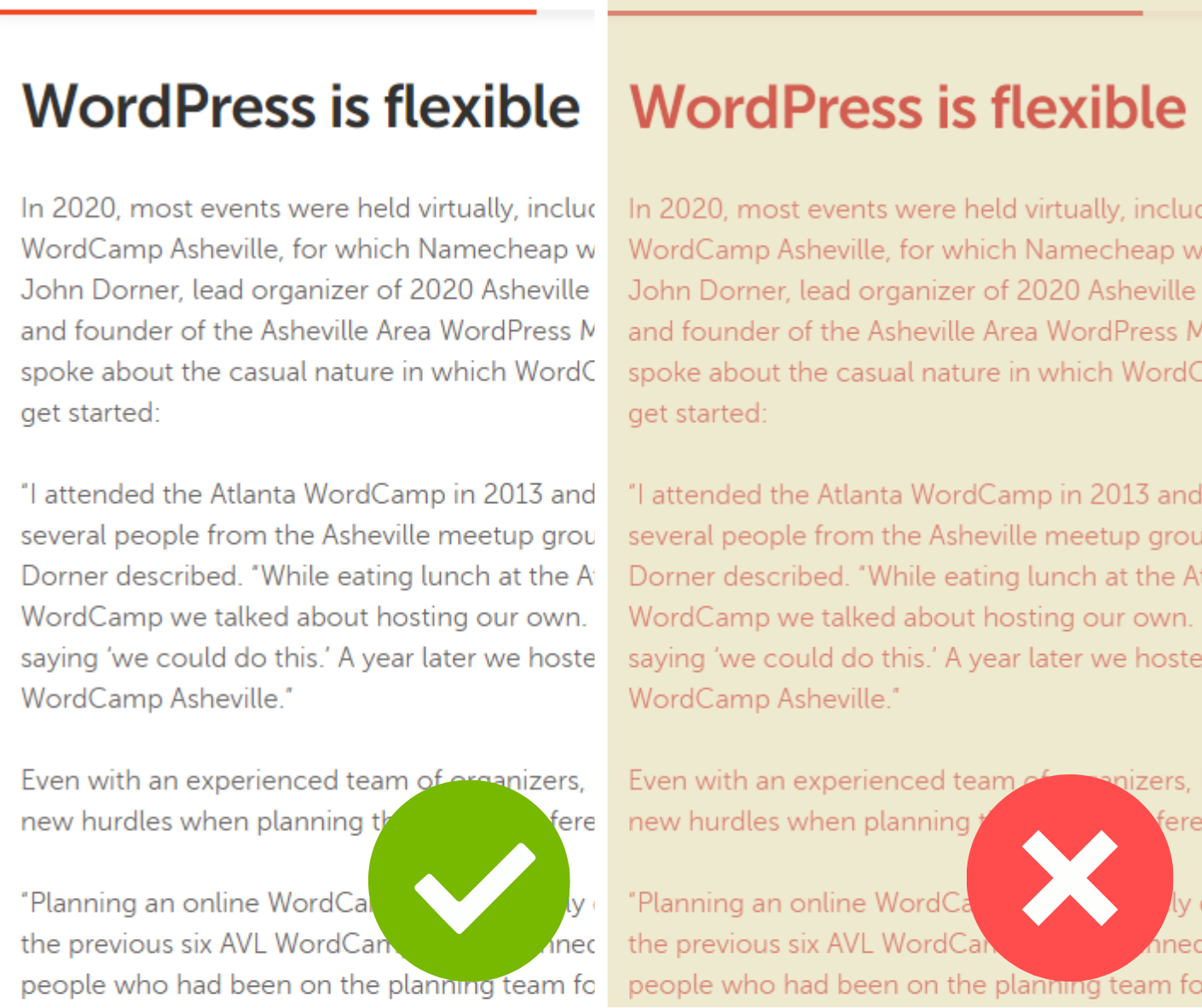high contrast vs low contrast text