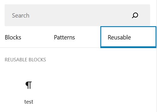 Reusable block tab