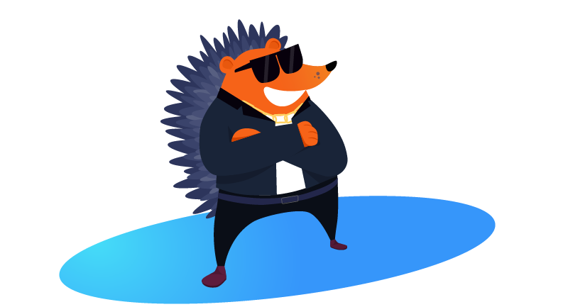 Cool hedgehog in dark glasses