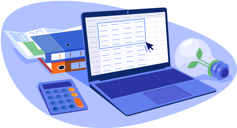 expenditures spreadsheet on a laptop