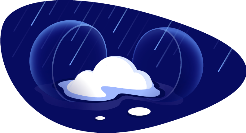 cloud unprotected by bubble