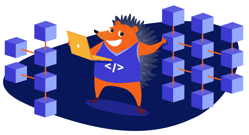 Hedgehog with laptop showing off his HTML5 prowess