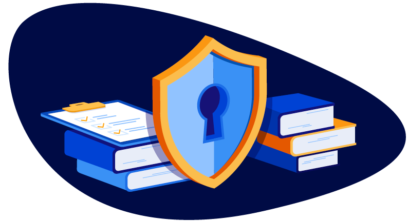 padlock in front of books