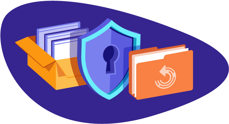 padlock, folder, and files
