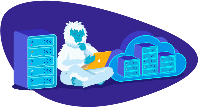 Yeti sitting between server and cloud