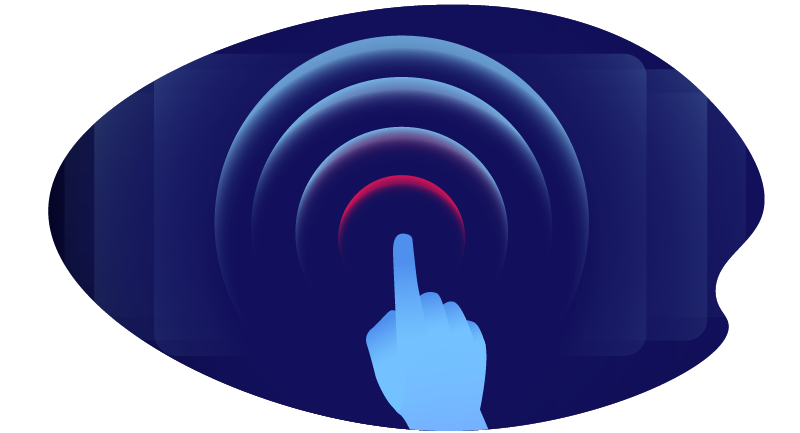 illustration with a finger pointing to waves suggesting broadcasting