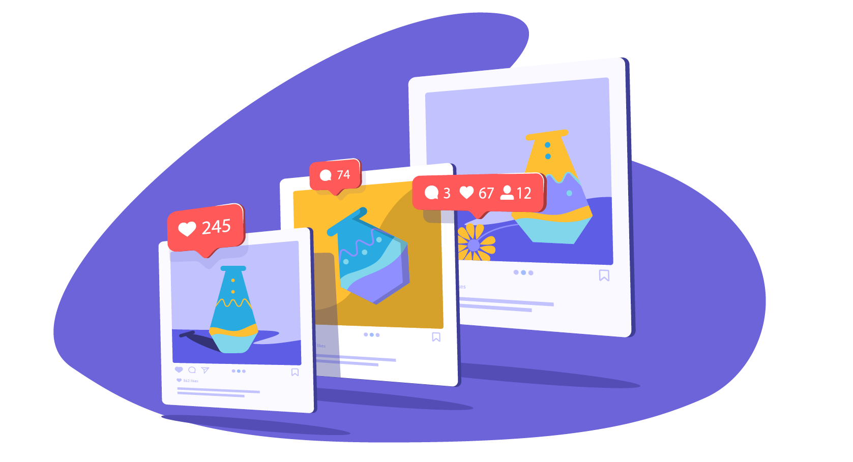 illustration of Instagram posts of products