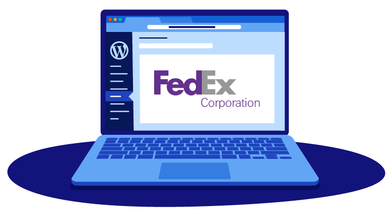 FedEx logo design on laptop