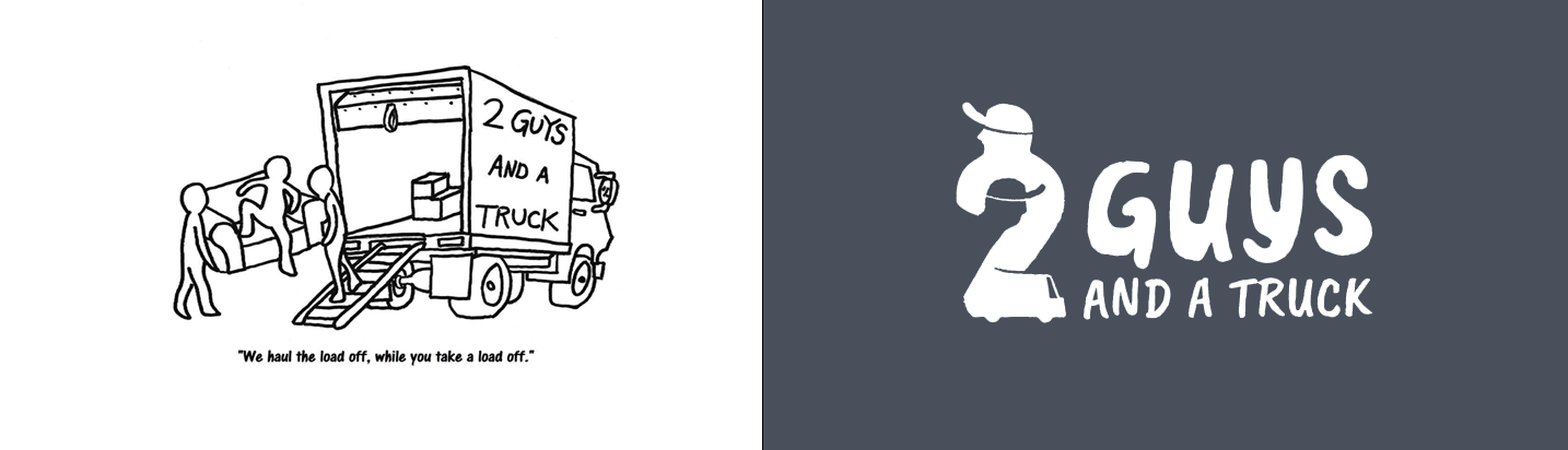 Two Guys and a Truck logos before and after