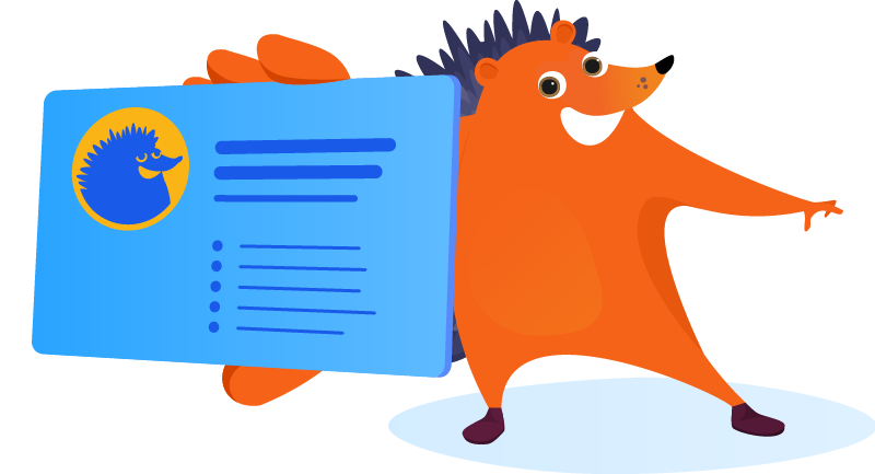Hedgehog with business card from Business Card Maker